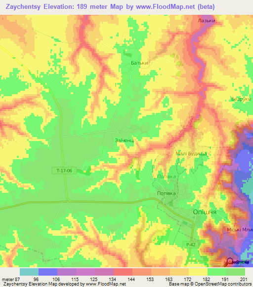 Zaychentsy,Ukraine Elevation Map