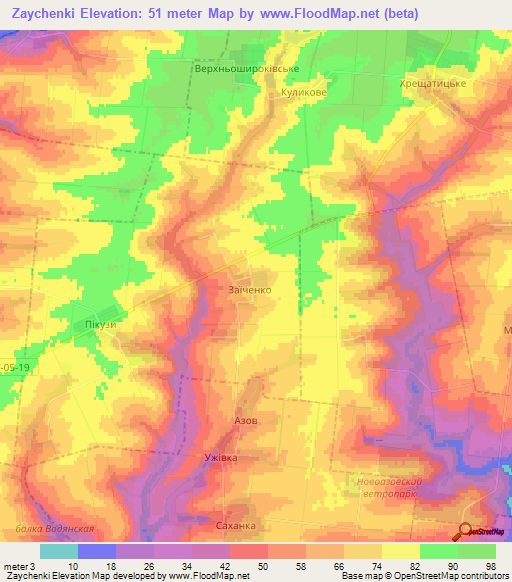 Zaychenki,Ukraine Elevation Map