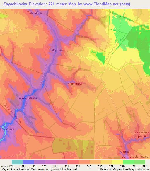 Zayachkovka,Ukraine Elevation Map