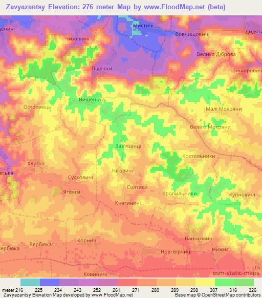 Zavyazantsy,Ukraine Elevation Map