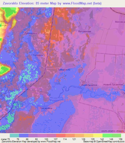 Zavorsklo,Ukraine Elevation Map