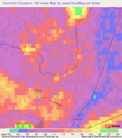 Zavorichi,Ukraine Elevation Map