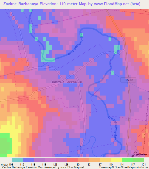 Zavitne Bazhannya,Ukraine Elevation Map