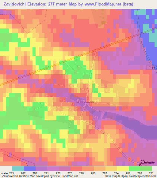 Zavidovichi,Ukraine Elevation Map