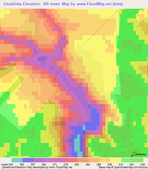 Zavadivka,Ukraine Elevation Map