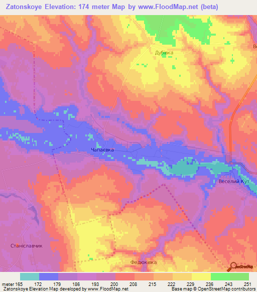 Zatonskoye,Ukraine Elevation Map