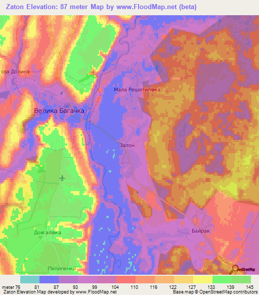 Zaton,Ukraine Elevation Map