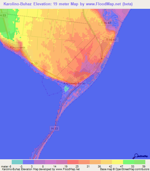 Karolino-Buhaz,Ukraine Elevation Map