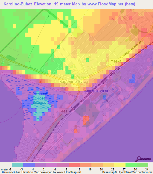 Karolino-Buhaz,Ukraine Elevation Map