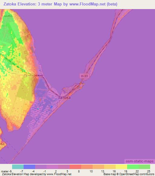 Zatoka,Ukraine Elevation Map