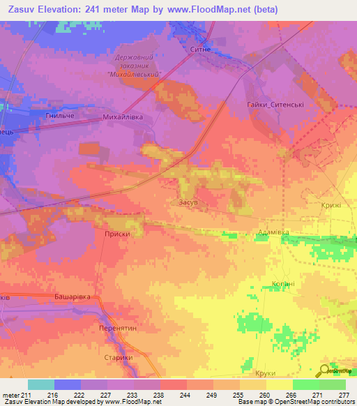 Zasuv,Ukraine Elevation Map