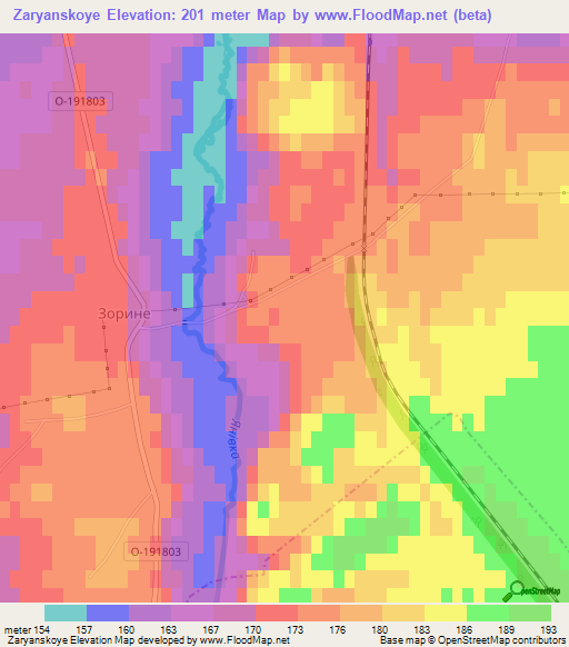 Zaryanskoye,Ukraine Elevation Map