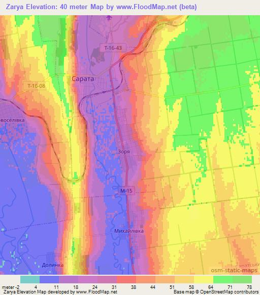 Zarya,Ukraine Elevation Map