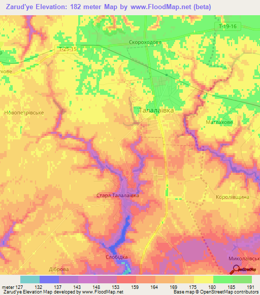 Zarud'ye,Ukraine Elevation Map