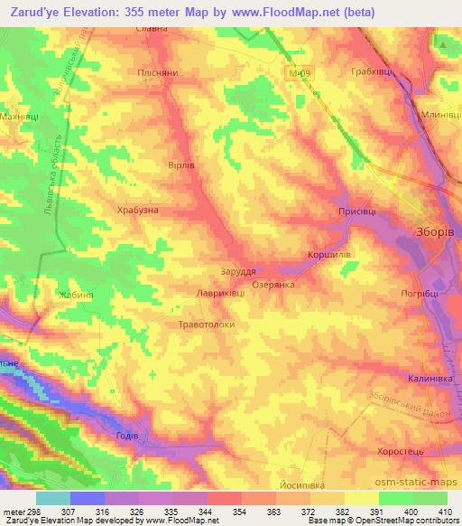 Zarud'ye,Ukraine Elevation Map