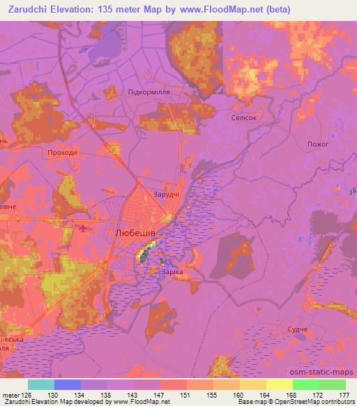 Zarudchi,Ukraine Elevation Map