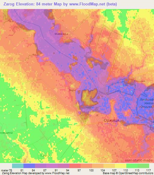 Zarog,Ukraine Elevation Map