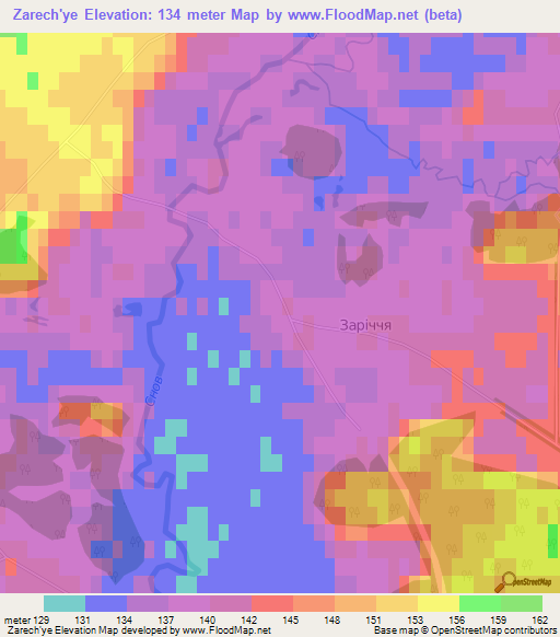 Zarech'ye,Ukraine Elevation Map