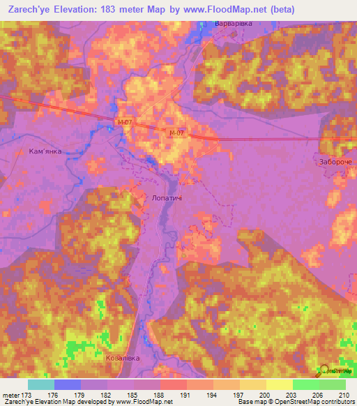 Zarech'ye,Ukraine Elevation Map