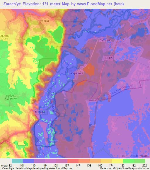 Zarech'ye,Ukraine Elevation Map