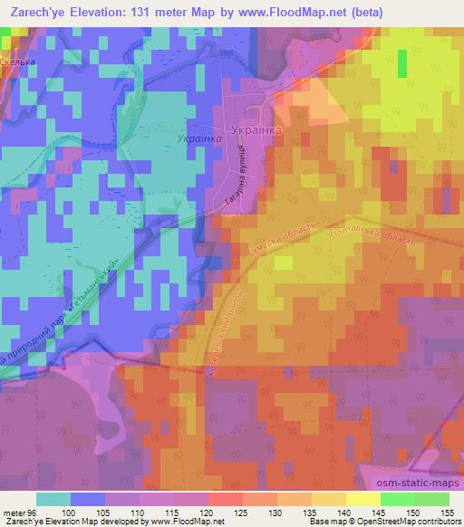 Zarech'ye,Ukraine Elevation Map