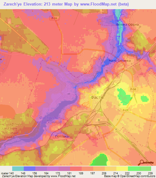 Zarech'ye,Ukraine Elevation Map