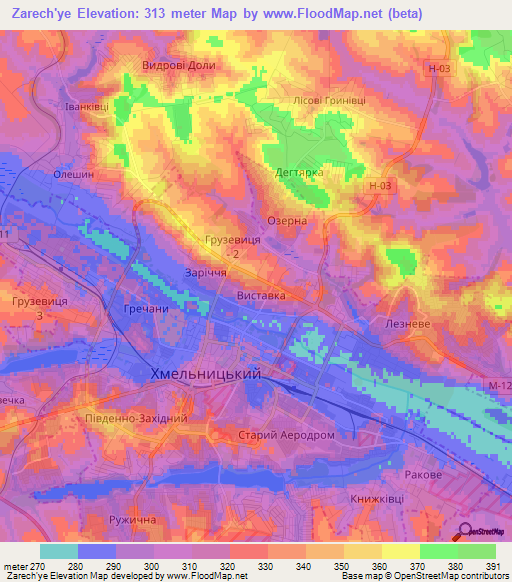 Zarech'ye,Ukraine Elevation Map