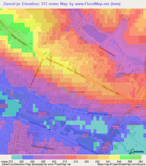 Zarech'ye,Ukraine Elevation Map