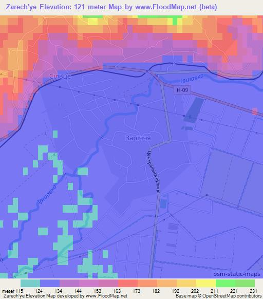 Zarech'ye,Ukraine Elevation Map