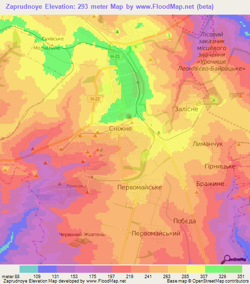 Zaprudnoye,Ukraine Elevation Map