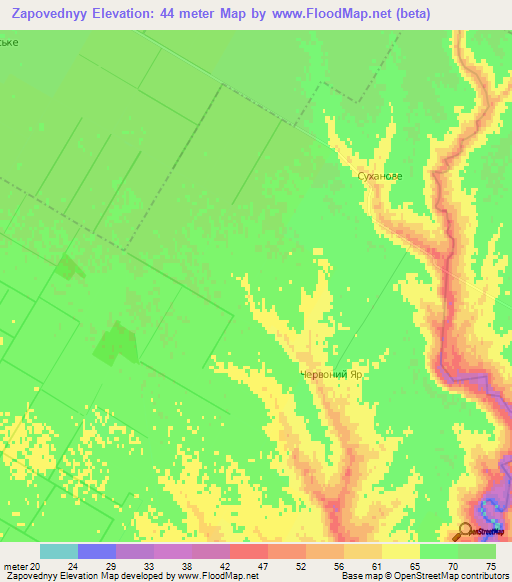 Zapovednyy,Ukraine Elevation Map