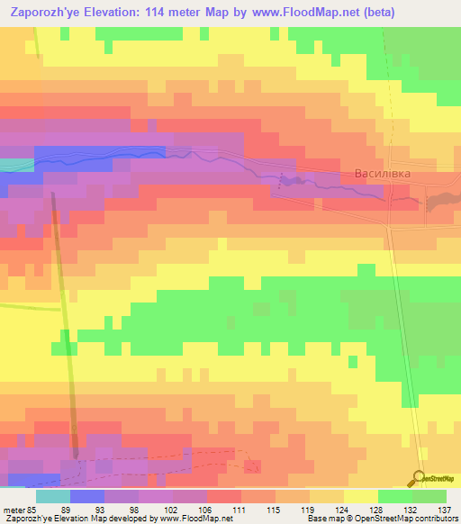 Zaporozh'ye,Ukraine Elevation Map