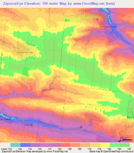 Zaporozh'ye,Ukraine Elevation Map
