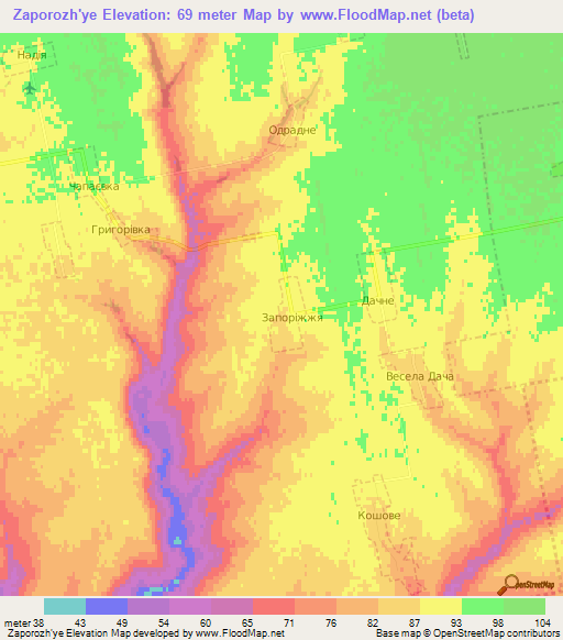 Zaporozh'ye,Ukraine Elevation Map