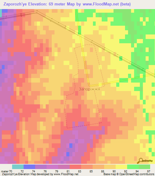 Zaporozh'ye,Ukraine Elevation Map