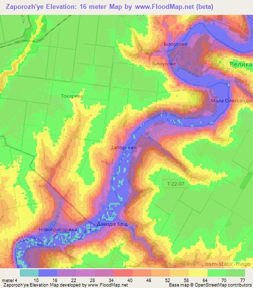Zaporozh'ye,Ukraine Elevation Map