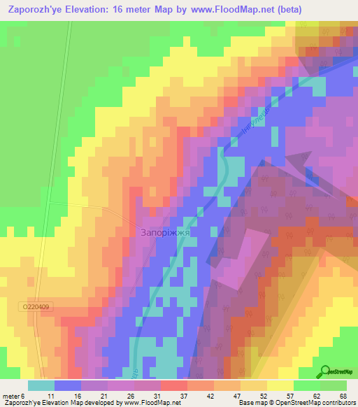 Zaporozh'ye,Ukraine Elevation Map