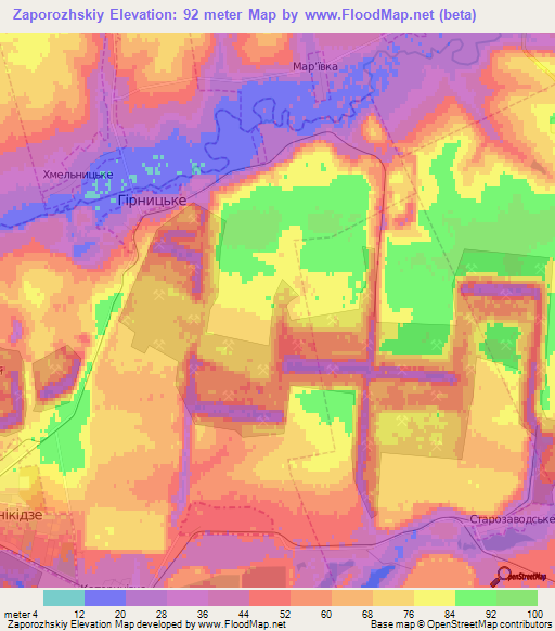 Zaporozhskiy,Ukraine Elevation Map