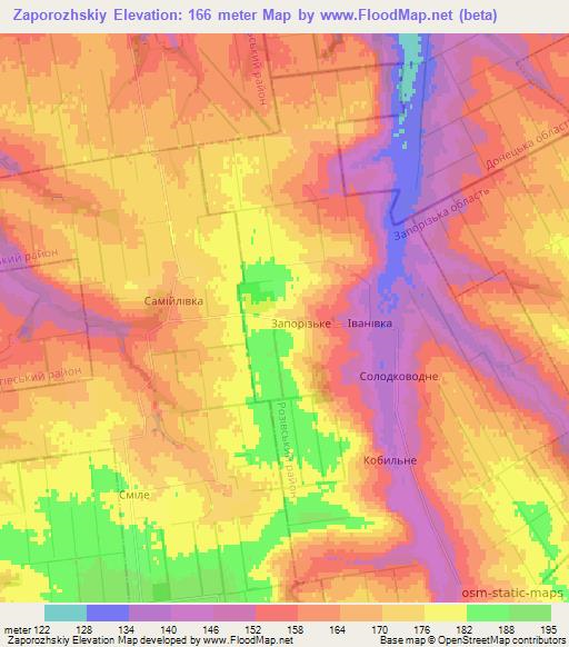 Zaporozhskiy,Ukraine Elevation Map