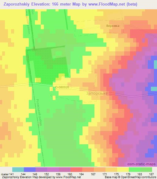 Zaporozhskiy,Ukraine Elevation Map