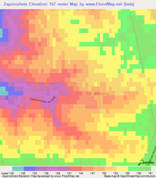 Zaporozhets,Ukraine Elevation Map