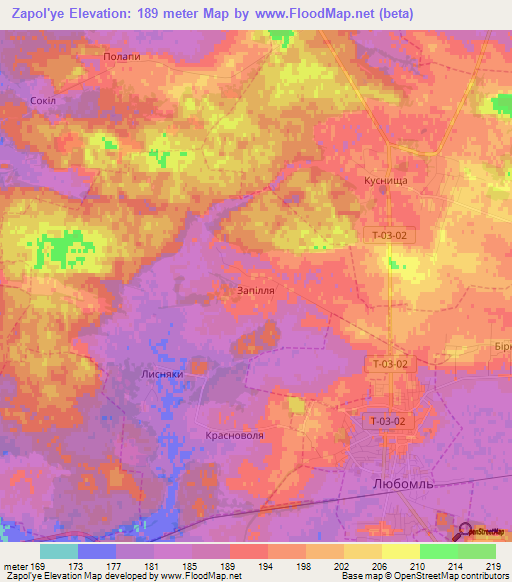 Zapol'ye,Ukraine Elevation Map