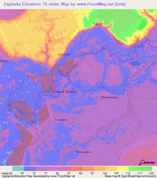 Zaplavka,Ukraine Elevation Map