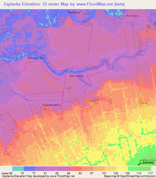 Zaplavka,Ukraine Elevation Map