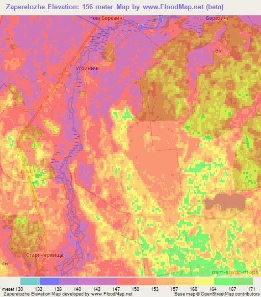 Zaperelozhe,Ukraine Elevation Map