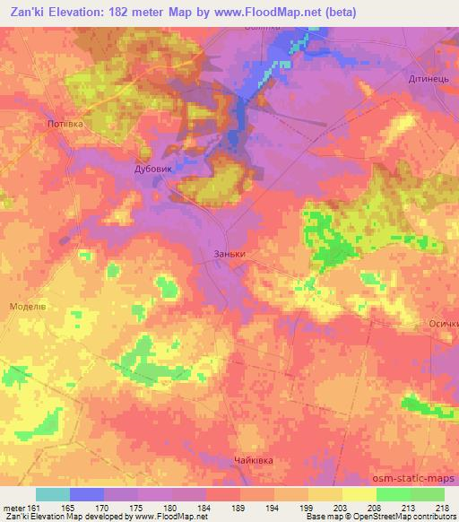 Zan'ki,Ukraine Elevation Map