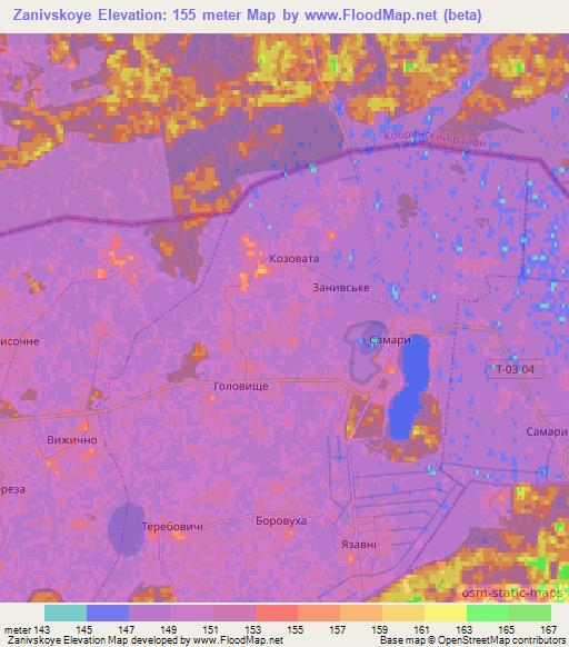 Zanivskoye,Ukraine Elevation Map