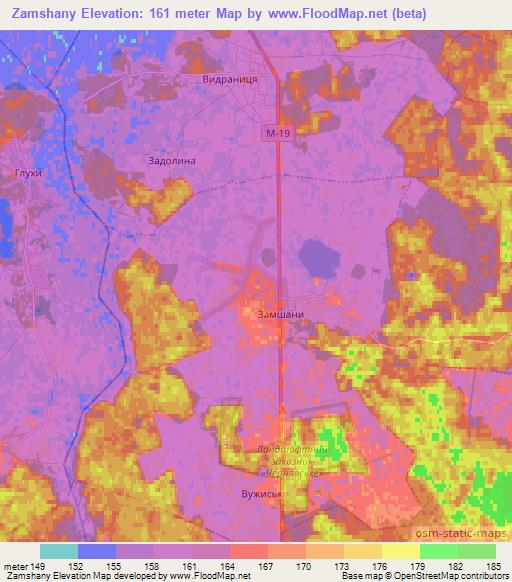 Zamshany,Ukraine Elevation Map