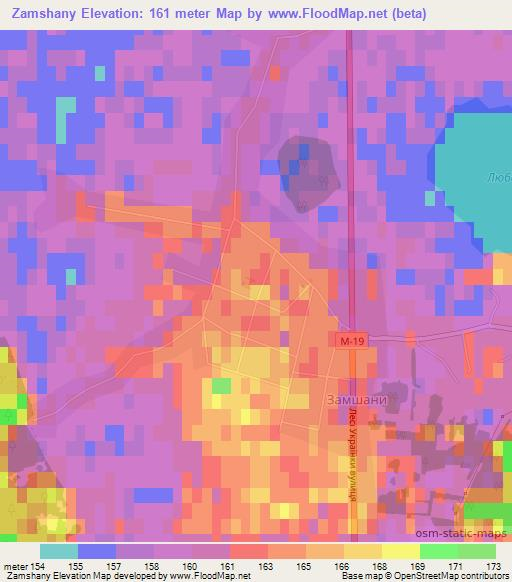Zamshany,Ukraine Elevation Map