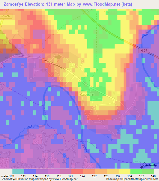Zamost'ye,Ukraine Elevation Map